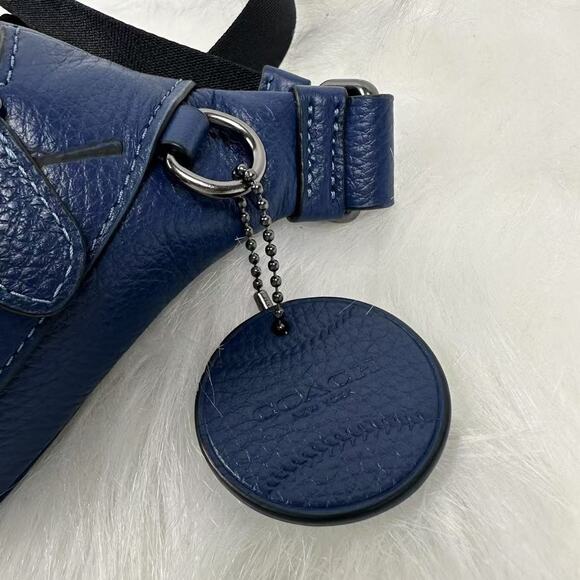 Coach Warren Mini Belt Bag With Baseball Print In Leather/Deep blue CAX43 NWT - Picture 7 of 8